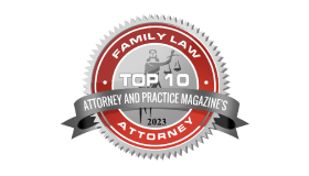 A seal that says family law attorney top 1 0 2 0 2 3