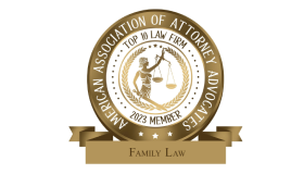 A gold and white seal that says american association of attorney advocates top 1 0 law firm 2 0 1 3 member family law